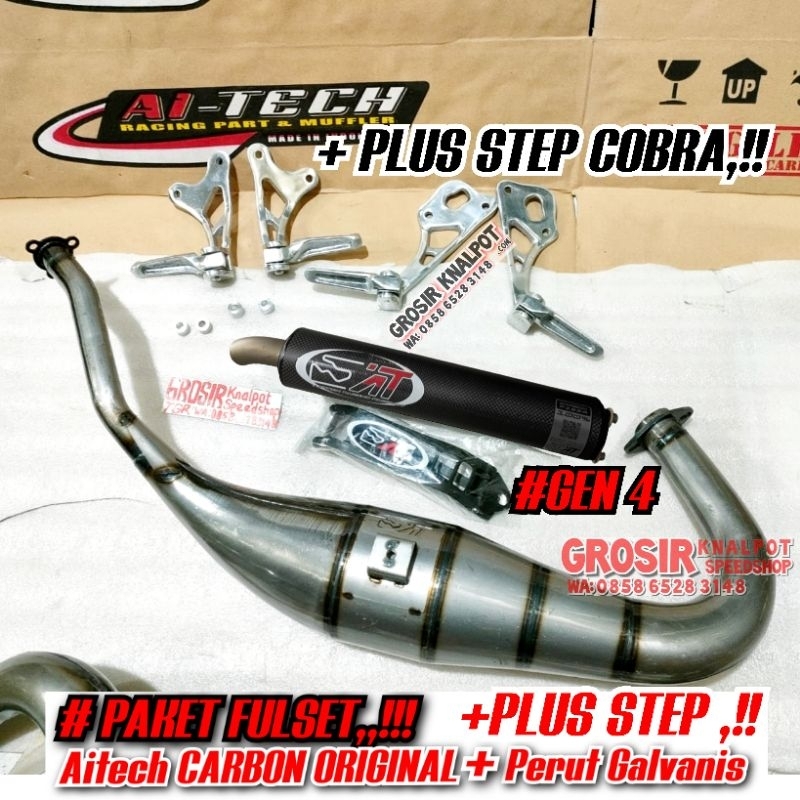 PAKET MURAH Knalpot Aitech ORIGINAL New Model Carbon Fulset PLUS STEP Cobra Kawasaki Ninja R RR SS V