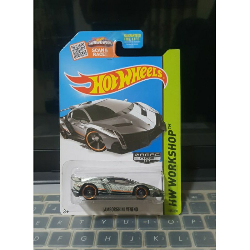 EXLUSIVE WALMART 2015 HOT WHEELS LAMBORGHINI VENENO ZAMAC U.S CARD