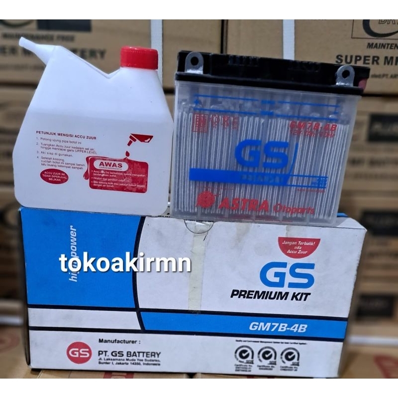Aki motor Scorpio, tiger, nouvo GM7B (12v/7ah) Type aki basah