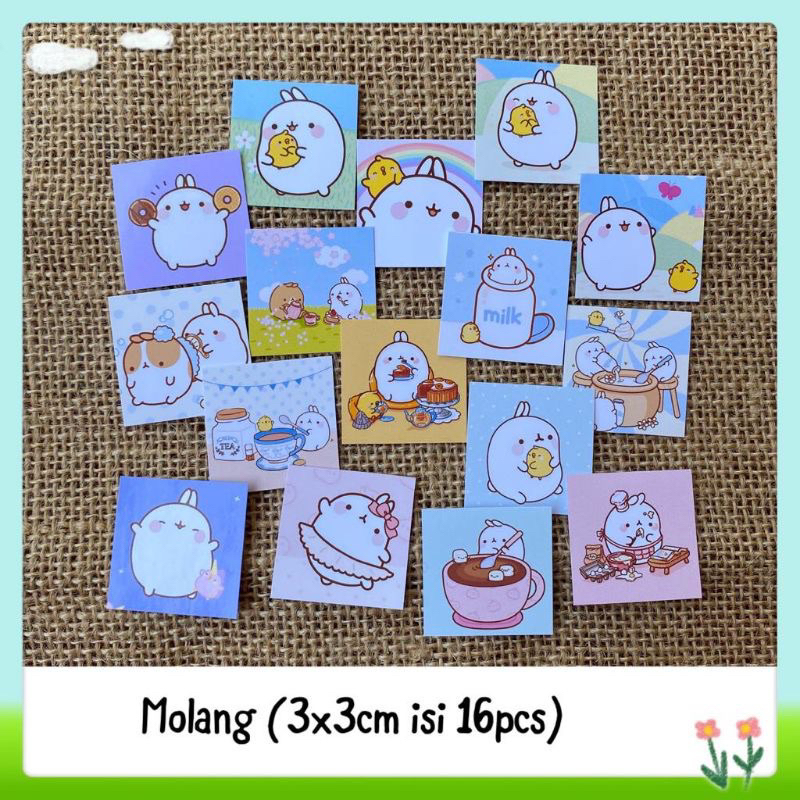 

16pcs sticker tempelan glossy molang