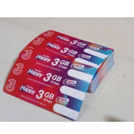 Voucher Kouta Tri 3 GB + 1 GB Lokal 3 Hari
