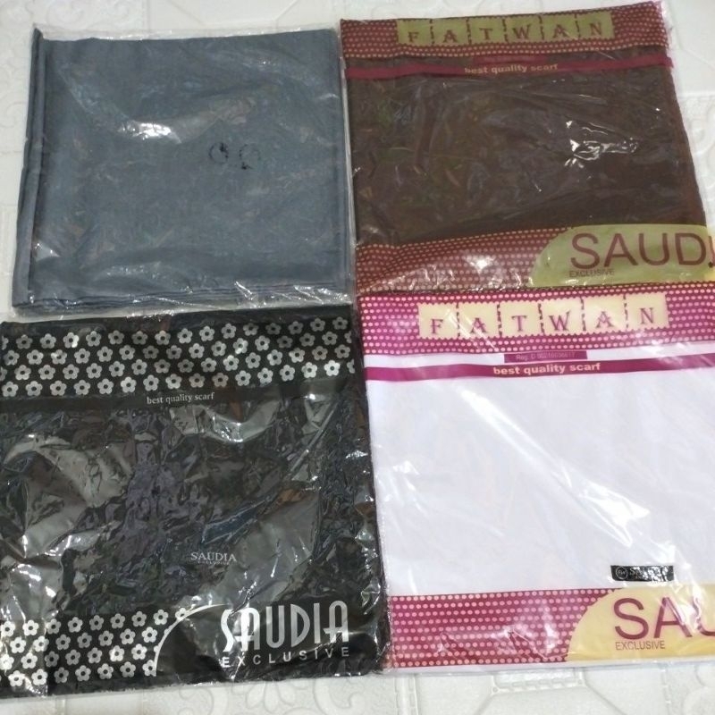 jilbab kotak segiempat tipe marawis hitam, abu, putih, biru, coklat seragam sekolah dll