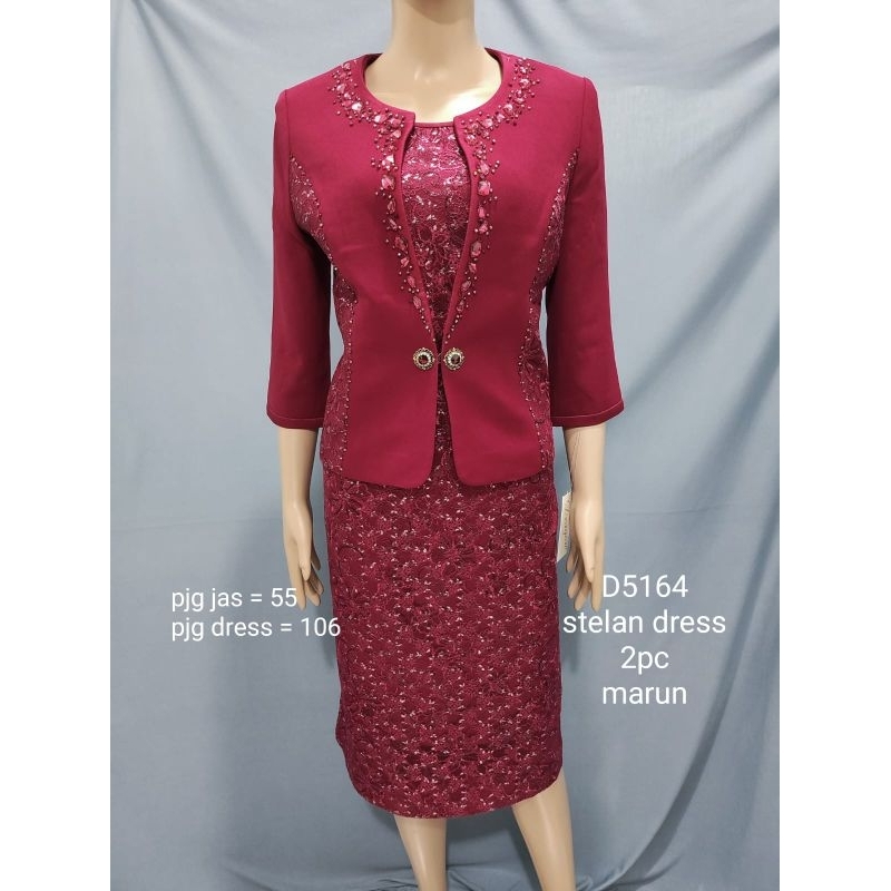 setelan dress Dragon 5164 marun / merah gelap
