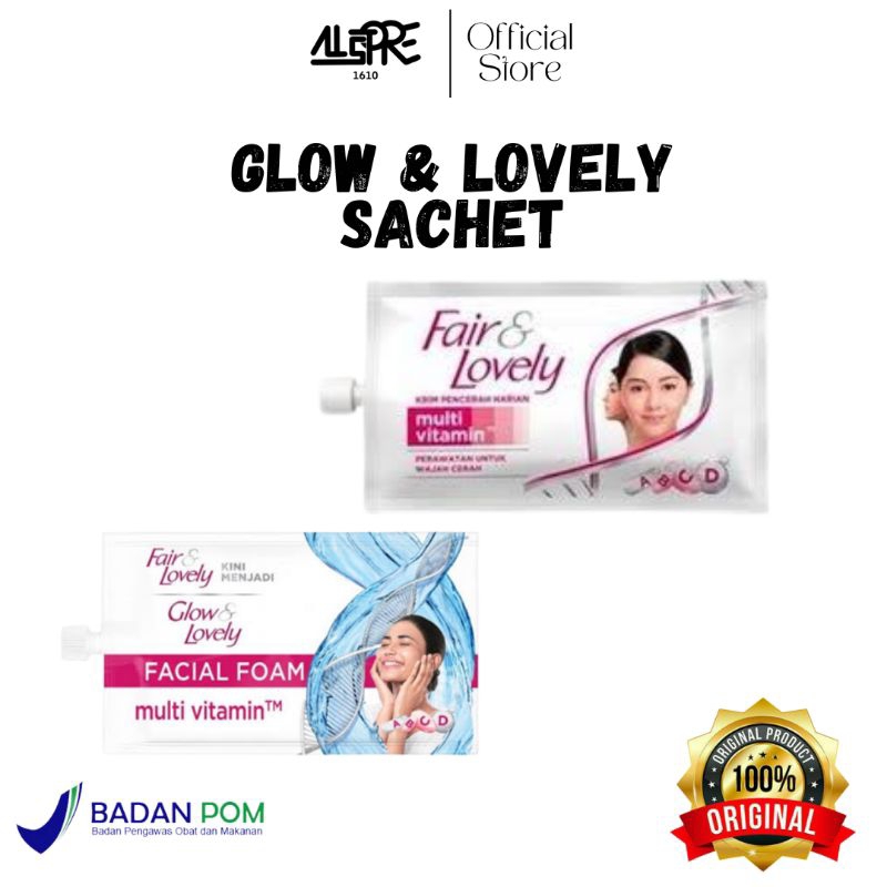 GLOW & LOVELY FACIAL FOAM SACHET 8gram | GLOW & LOVELY KRIM PENCERAH SACHET 7,5gram
