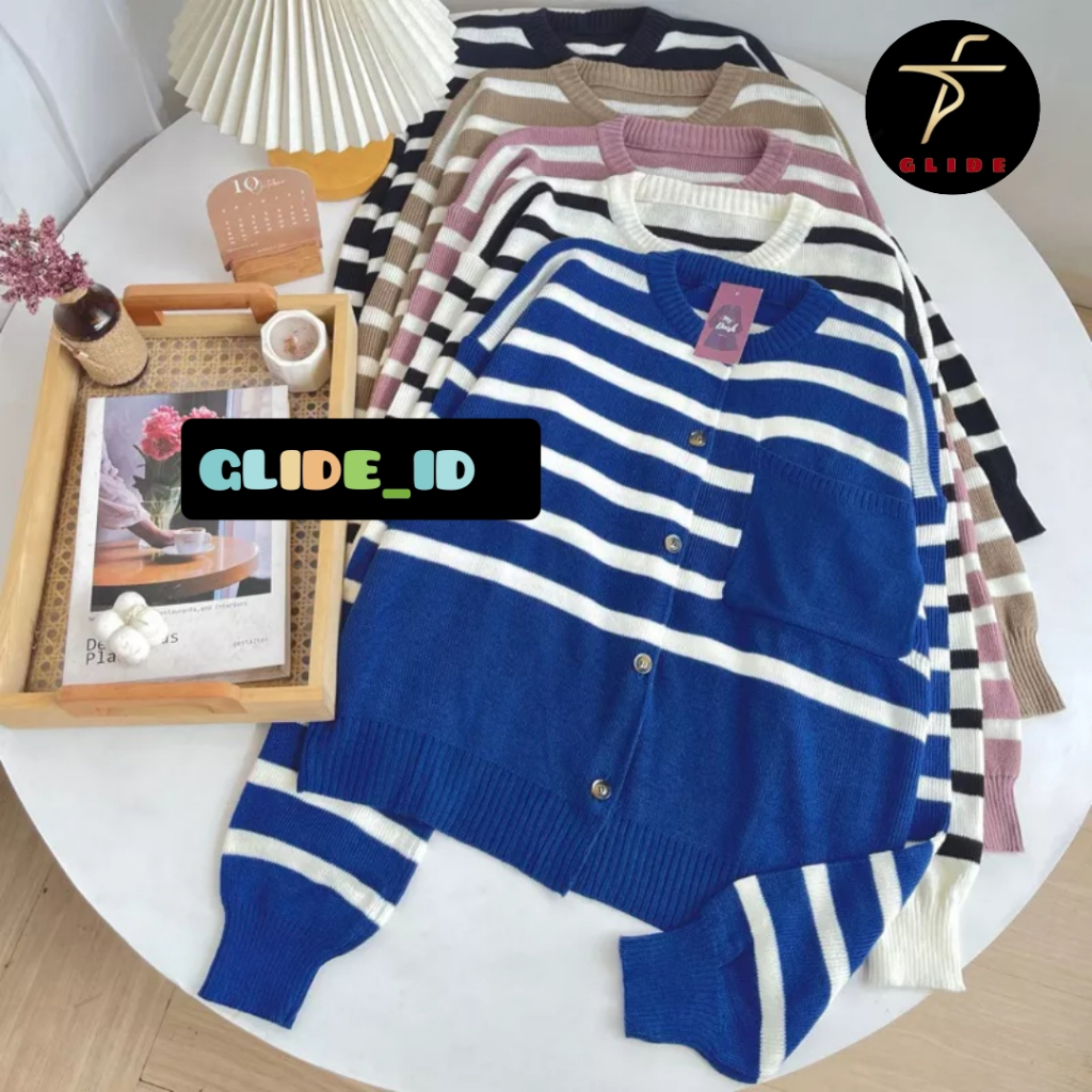 Belinda Cardigan Rajut Wanita Motif Garis