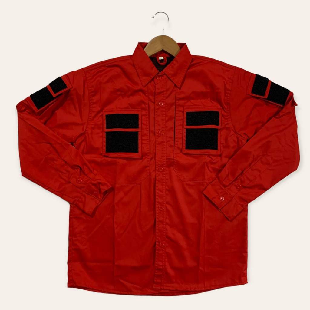 YANG LAGI HITS Kemeja Pria Panjang Tactical 511 Warna Merah | Baju Lapangan Outdoor PDL Gunung M L X