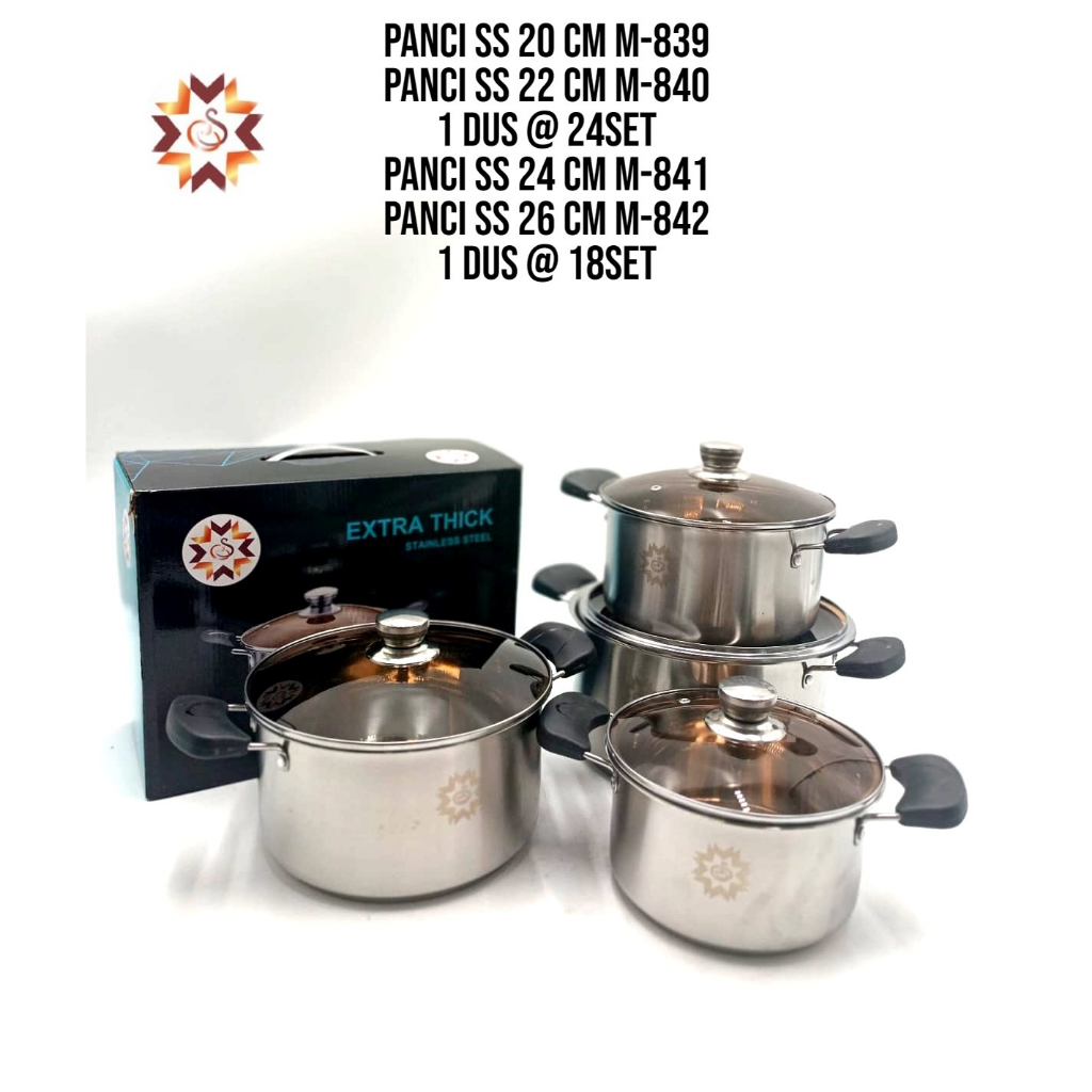 Panci Soup Stainless Tebal 22CM/ Panci Tutup Kaca/ Panci Kukusan