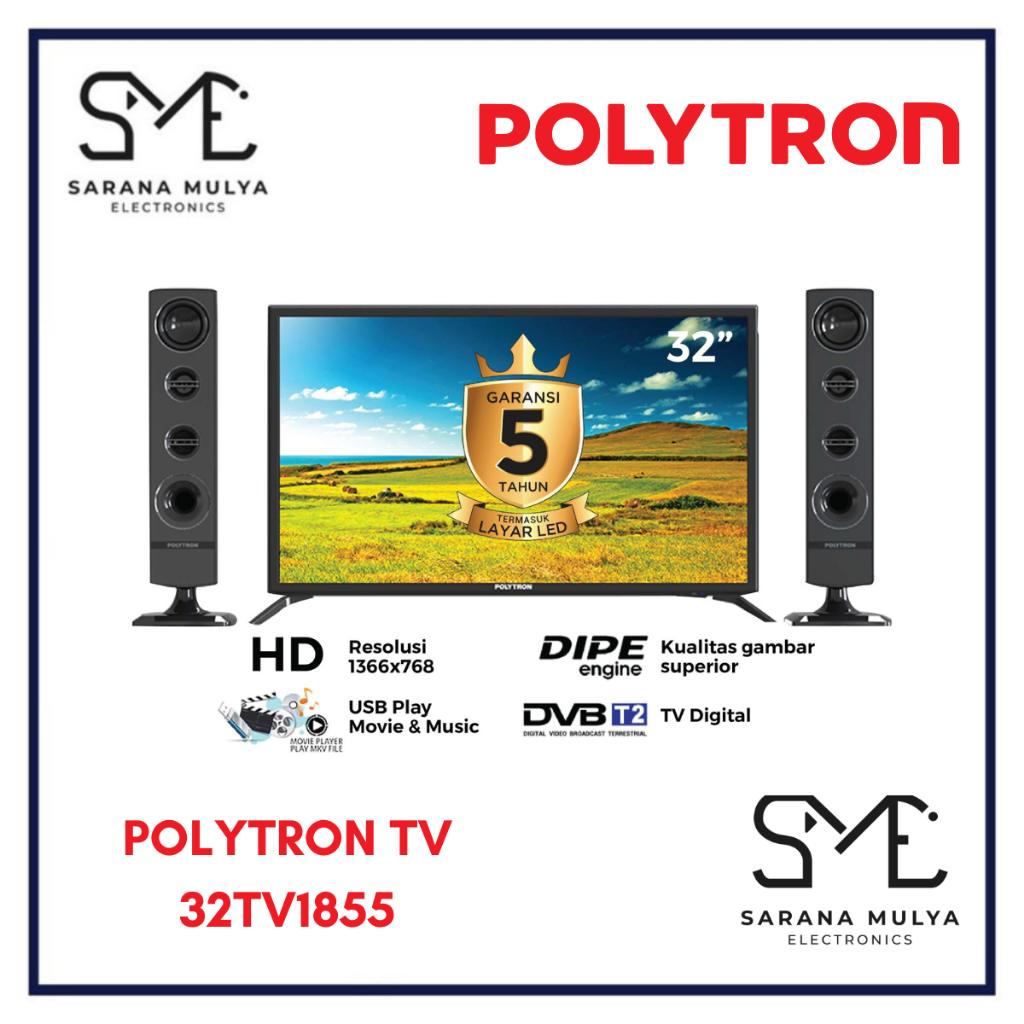 POLYTRON DIGITAL TV 32TV1855 - 32INCH DIGITAL TV + SPEAKER TOWER