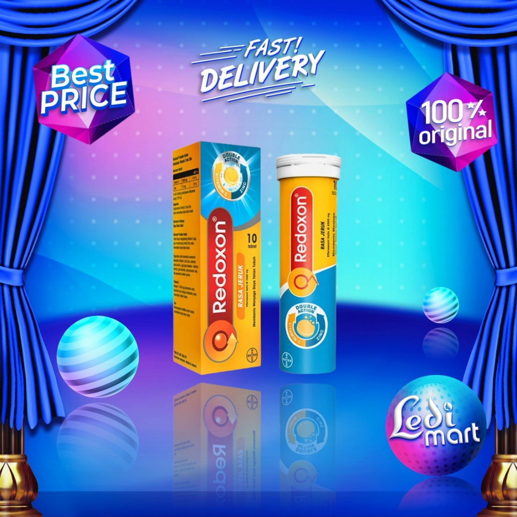 Redoxon Vitamin C + Zinc Rasa Jeruk 10 Tablet | Vitamin Daya Tahan Tubuh | CDR | Halal | Ledi