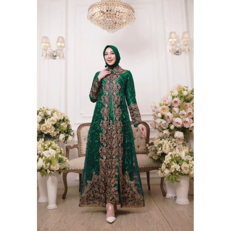 gamis casablanka/gamis tille full bordir/gamis pesta/gamis kondangan/gamis mewah/original brand by ;