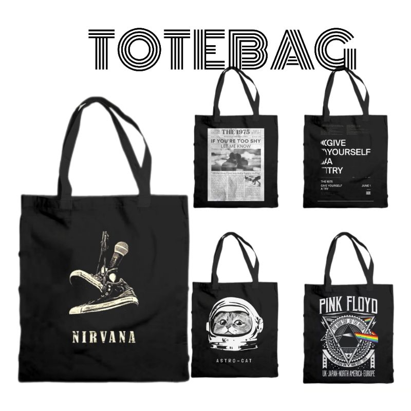 Tas Totebag Wanita Pria Kanvas Motig Remaja Kekinian 2023 premium