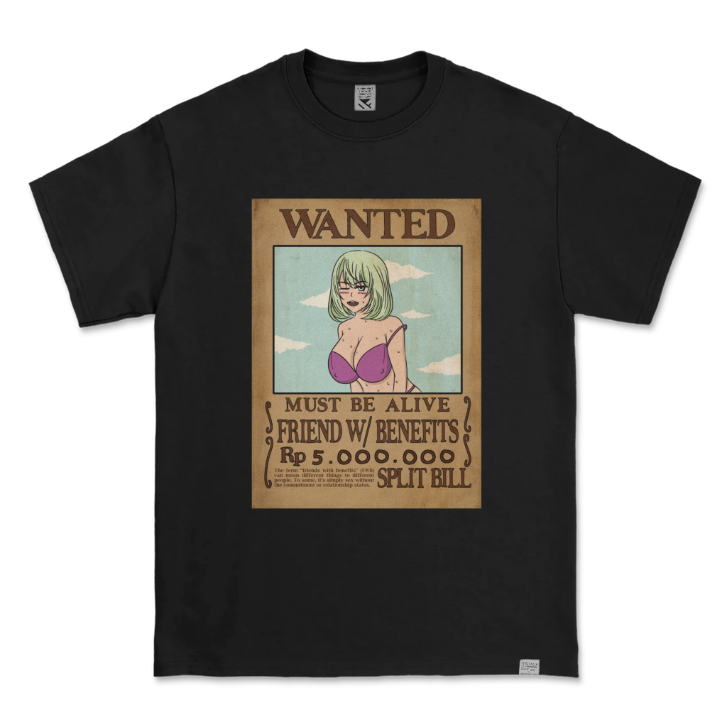 Kaos Distro Parodi Zerotwentytwo T-shirt Wanted Friend With Bennefit FWB Black | Baju Pria Parody Pl