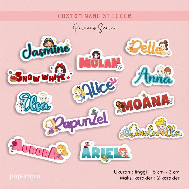 

sticker nama custom lucu stiker disney marvel minecraft label nama 30-60pcs