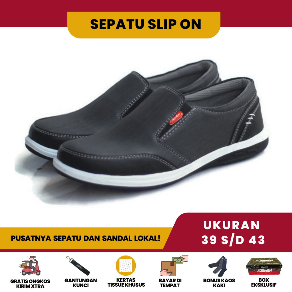 Palapa Sepatu Sendal Sandal Slip On Pria Tanpa Tali Joemen J 28 J28 Santai Dewasa Casual Full Black 