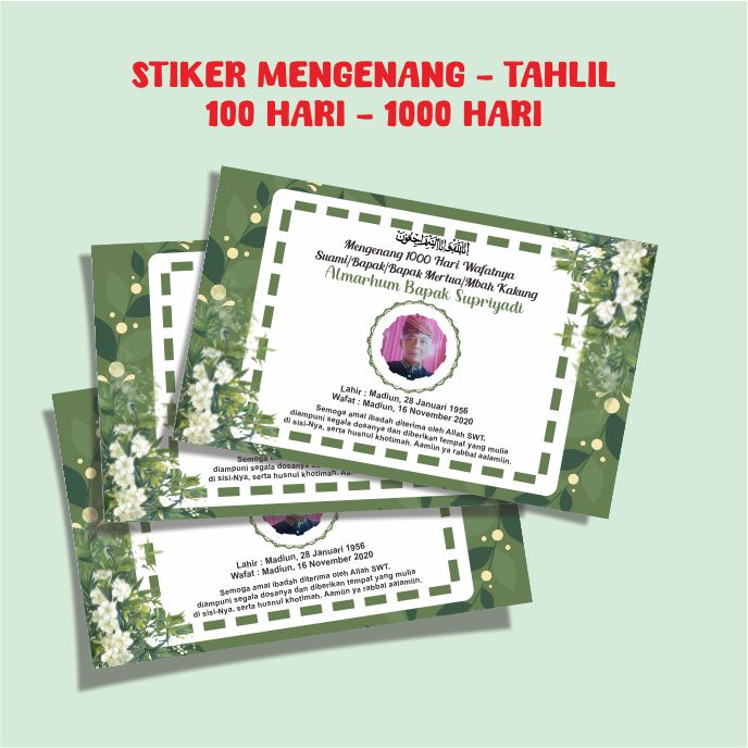 

Stiker Tahlil Mengenang 100 Hari 1000 hari Custom