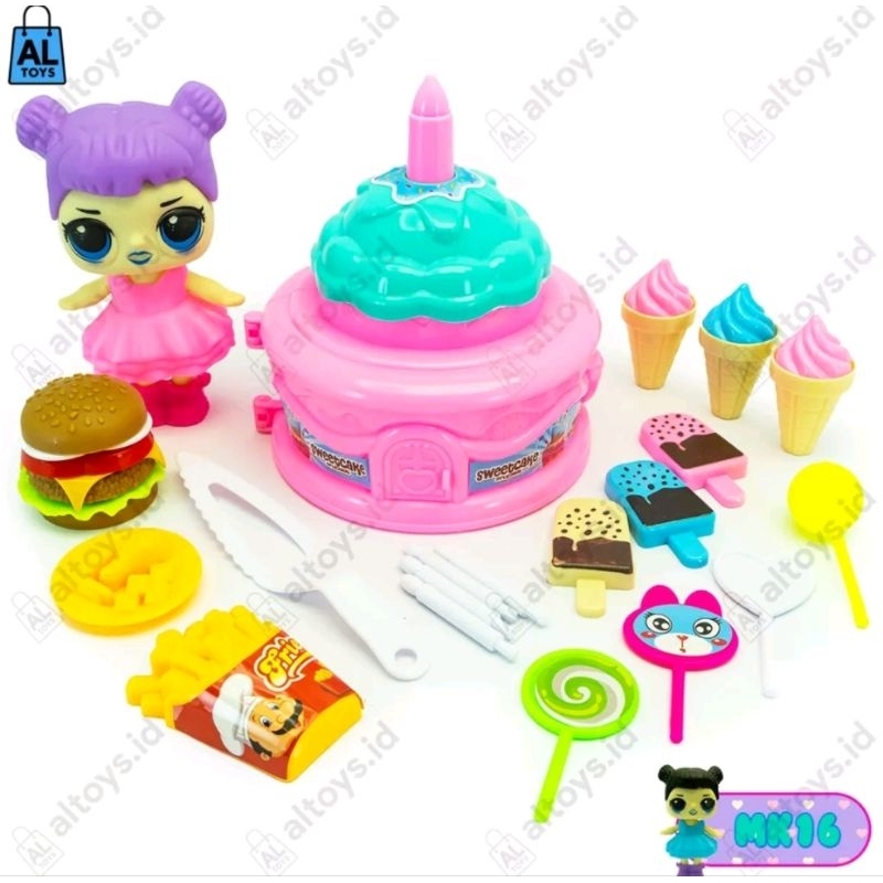 16MK MAINAN BONEKA LOL KUE ULANG TAHUN SET BURGER MAINAN ANAK PEREMPUAN
