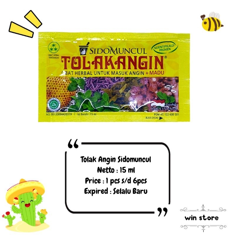 

Tolak Angin Cair Sidomuncul Sachet 15ml Jamu Tolak Angin Obat Herbal Masung Angin Madu