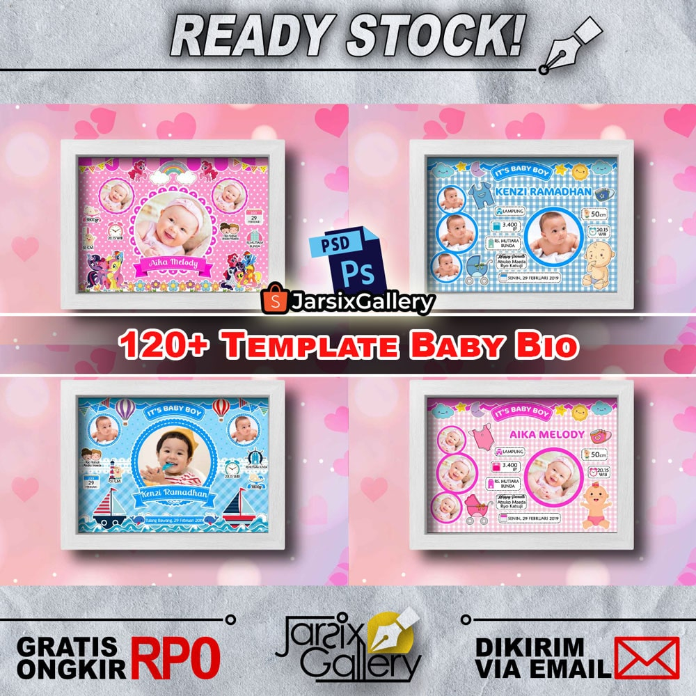 [PSD] 120+ Template Biodata Bayi Baby Bio - Bingkai Foto Kelahiran Anak Photoshop