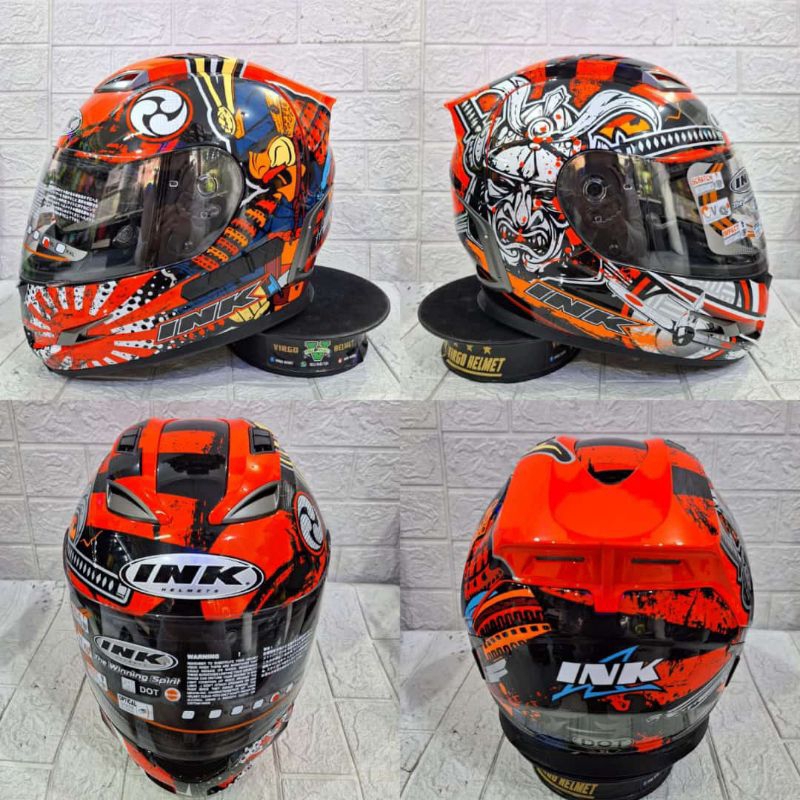 HELM FULL FACE INK STEALTH SAMURAI ORANGE FLUO INK STEALTH ORIGINAL