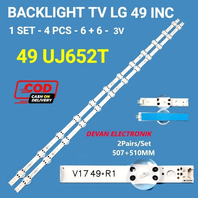 BACKLIGHT TV LG 49 INC 49UJ652T 49UJ652 BACKLIGHT TV LG 12 LED 6+6 3V