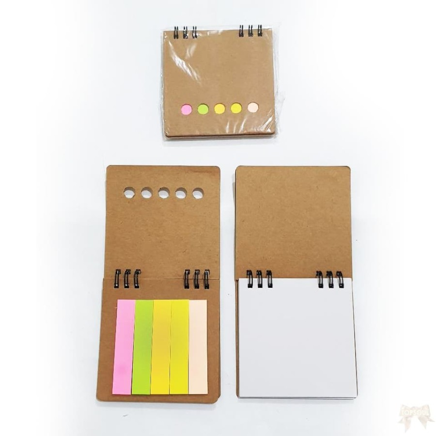 Buku Notes + Post It Warna Warni Memo Sticky Note Souvenir Polos H033
