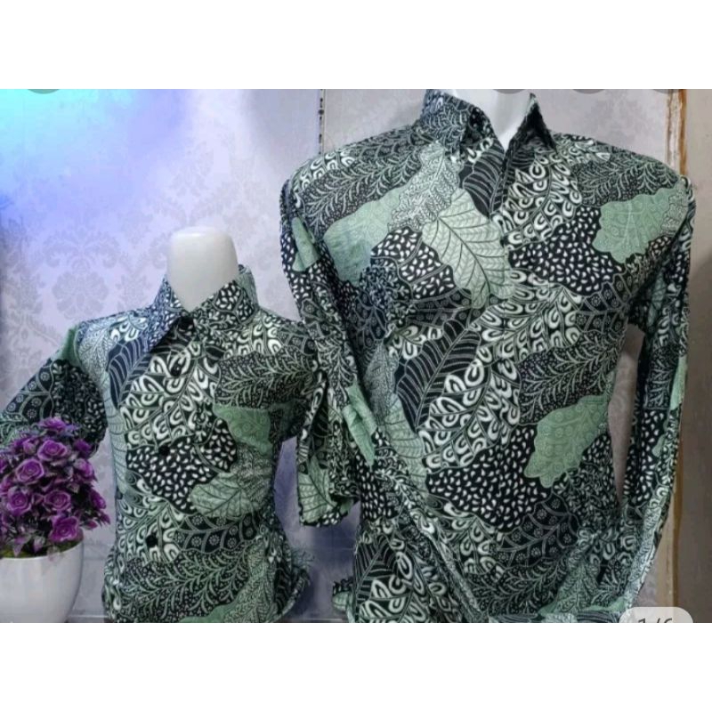 SERAGAMAN BATIK PRIA MODREN  AYAH DAN ANAK HIJAU MINT