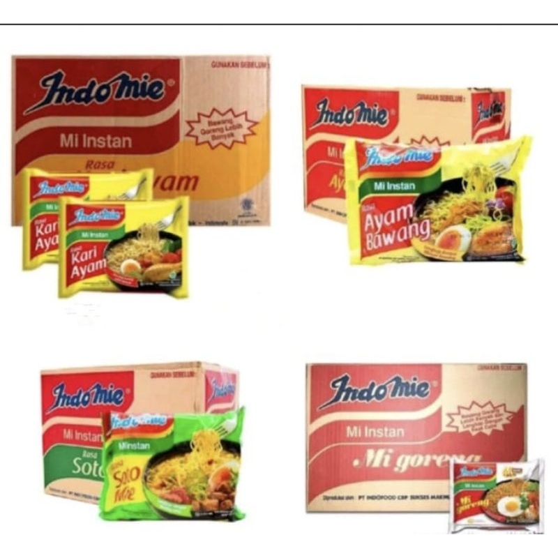 

Indomie Goreng/Mie goreng/Soto Mie/Ayam Bawang/Kari Ayam - Per Karton Isi 40 bks