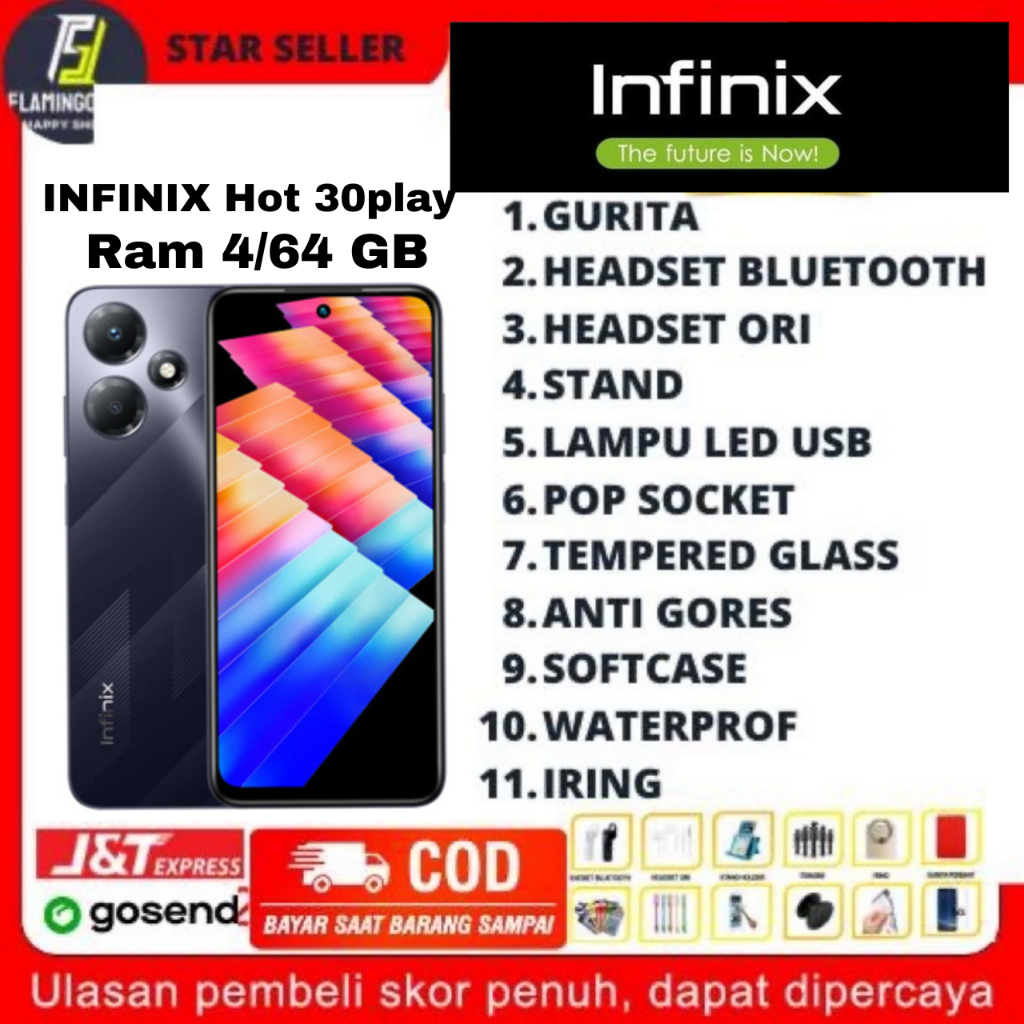 INFINIX HOT 30 PLAY RAM 4/64 GB GARANSI RESMI INFINIX