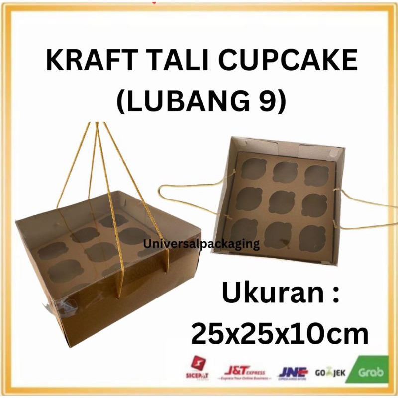 

[ 10 PCS ] Dus KRAFT Tali CUPCAKE Lubang 9 UK 25 x 25 x 10 CM | Dus Kraft Cupcake Lubang 9