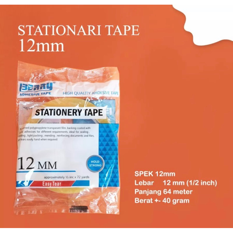 

Stationery tape Easy Tear Berry 12mm x 72 yard |clear