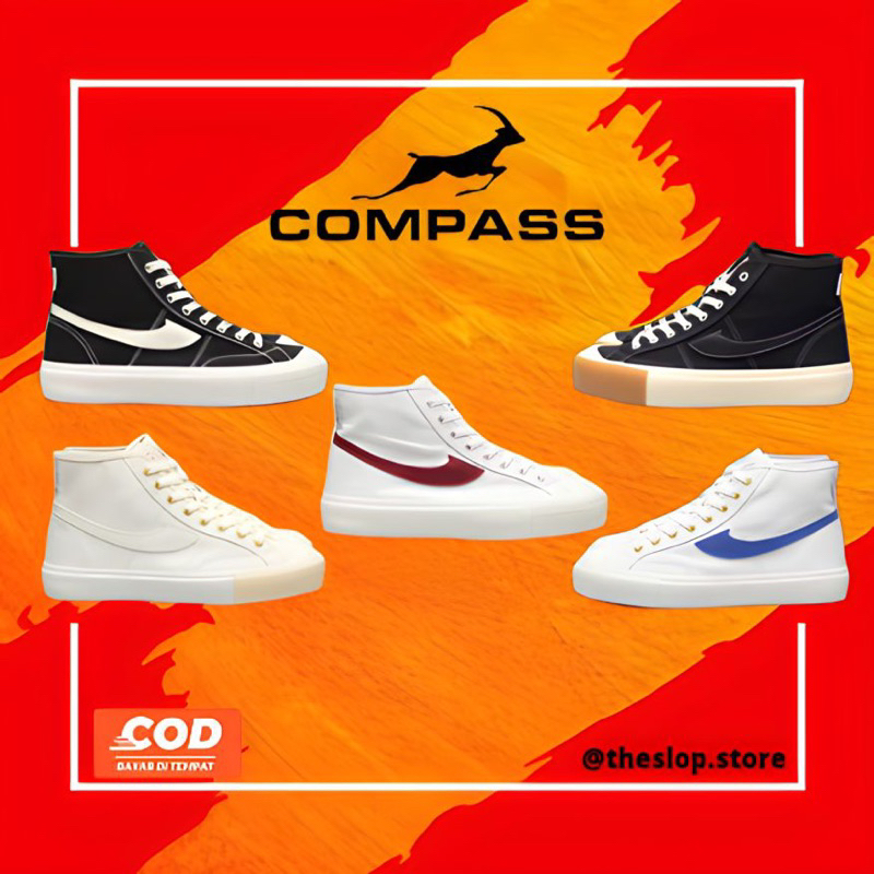 COMPASS GAZELLE HIGH WHITE BLUE / CREAM / WHITE RED/BLACK GUM