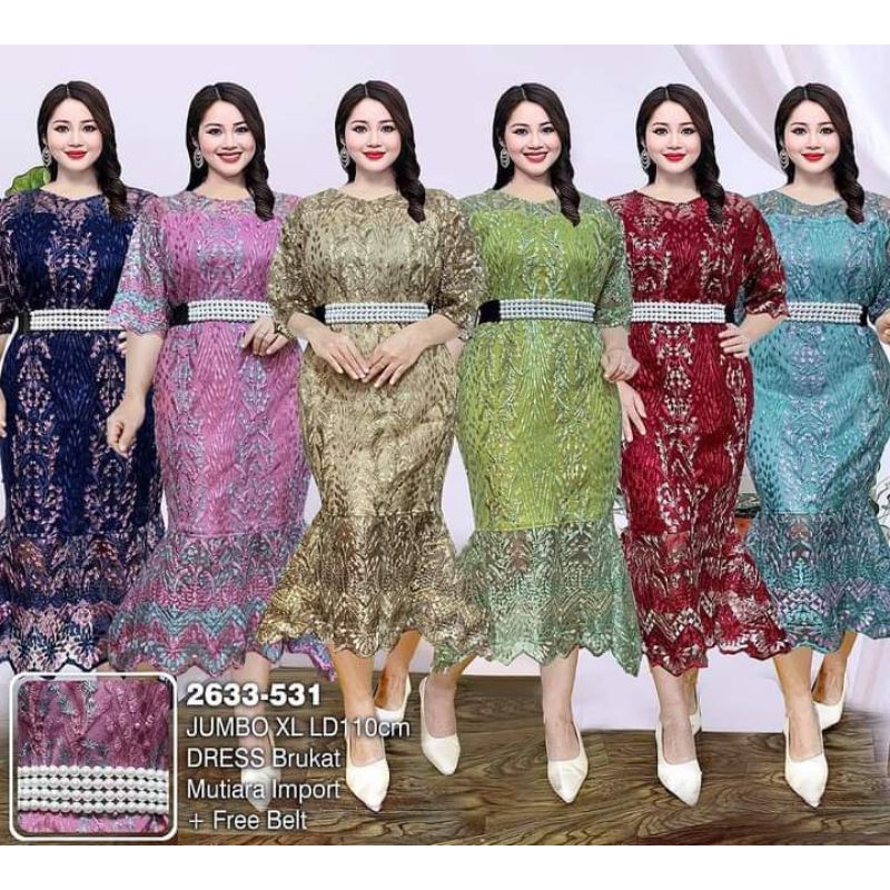 ld 150 cm dress pesta mermaid duyung jumbo bigsize