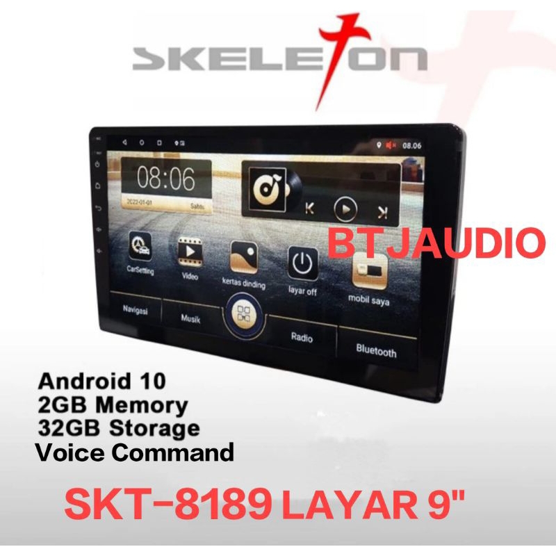 HEAD UNIT TAPE MOBIL DOUBLE DIN SKELETON ANDROID OS 10 LAYAR 9 INCH