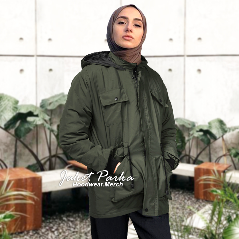 Jaket Parka Wanita Jumbo Jaket Cewe Korean Style Muslimah Hijab Anti Angin