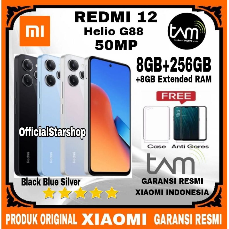XIAOMI REDMI 12 8/256GB &amp; 8/128GB GARANSI RESMI XIAOMI INDONESIA TAM - Redmi 12