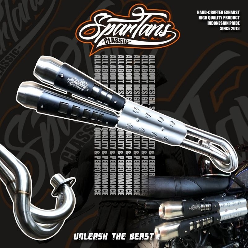 Knalpot W175 konsep Triumph Double Head