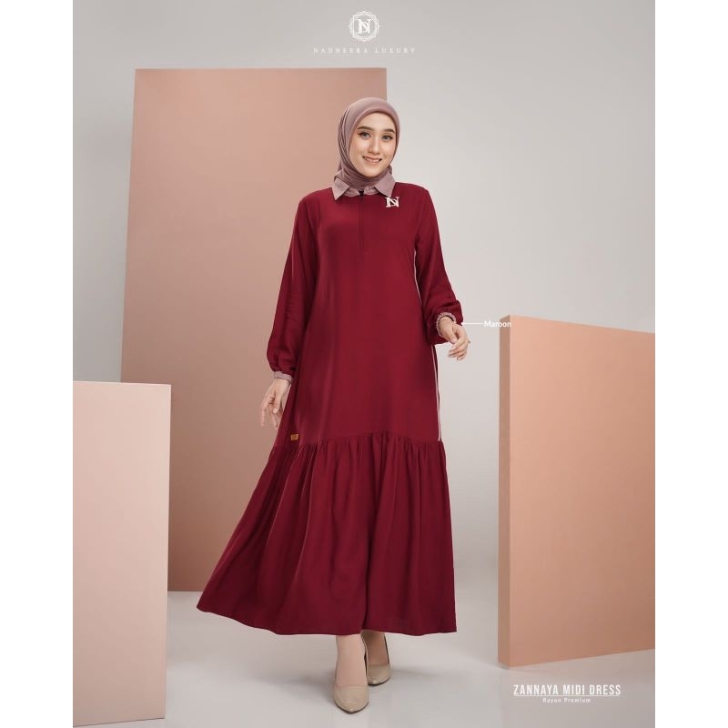 Zannaya Midi Dress Nadheera Gamis Nadheera Special Price