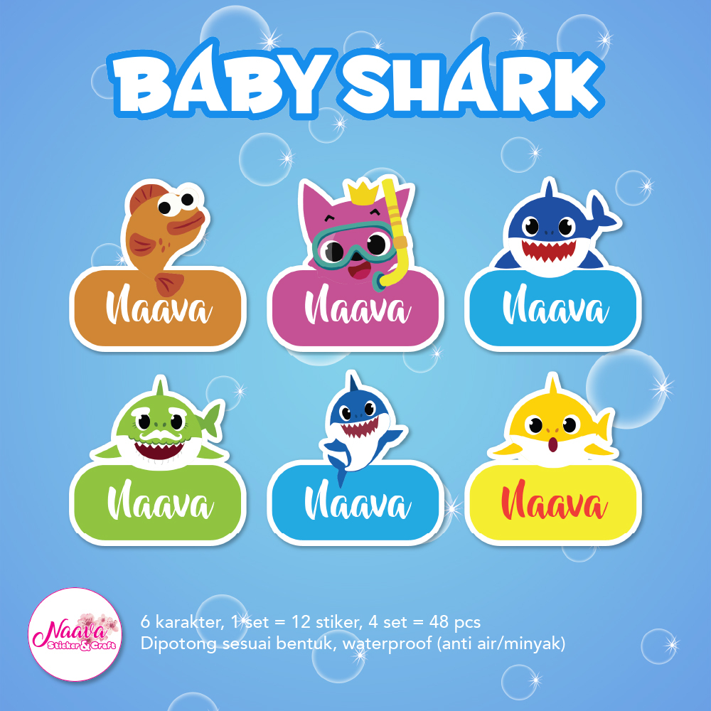 

STIKER LABEL BUKU KOTAK CUSTOM NAMA ANAK - BABY SHARK