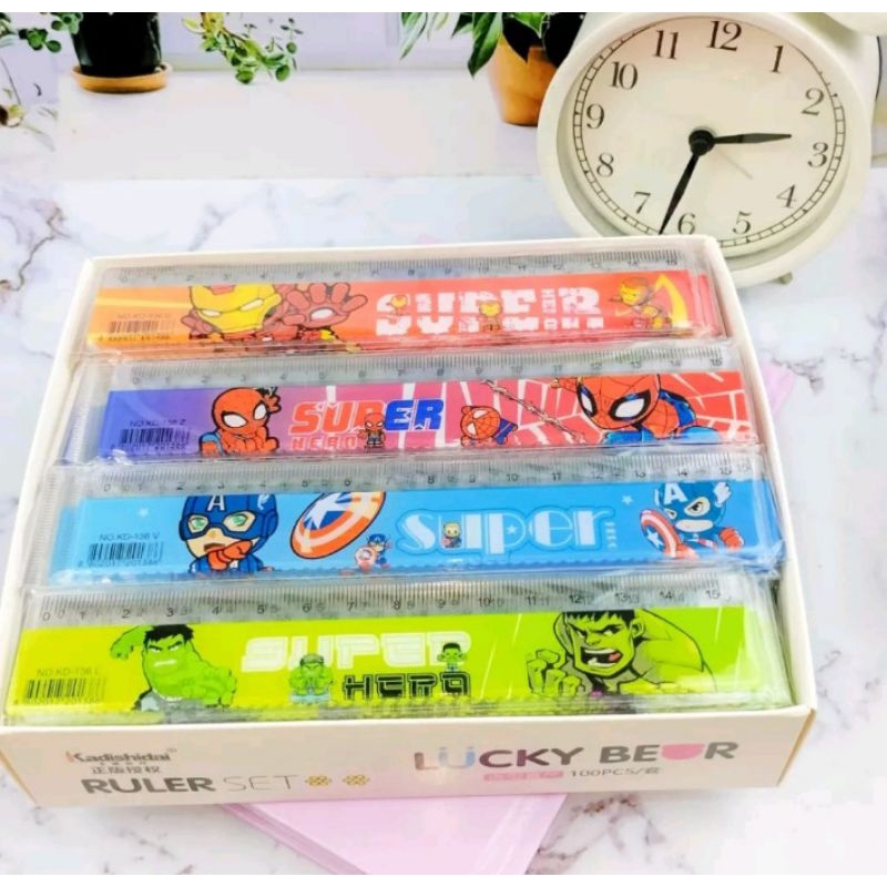 

Penggaris mistar garisan anak cowok motif avenger hulk spiderman ironman