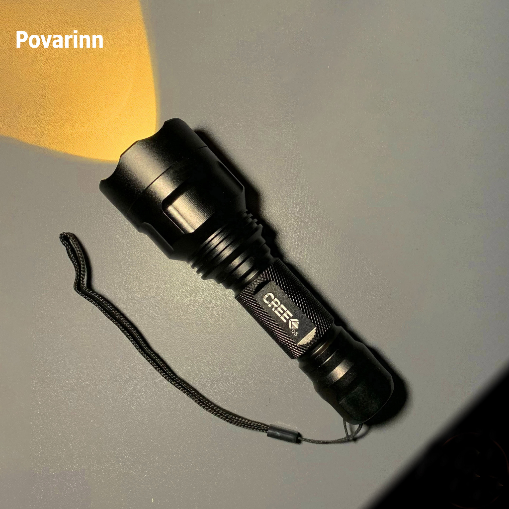 Senter Kuning Senter Compact LED police Q5 swat C8 sinar kuning&putih Baterai 18650