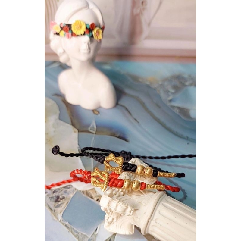 gelang tali cina keberuntungan gelang couple  hongkong charm variasi emas asli 24k baby mini bola bo