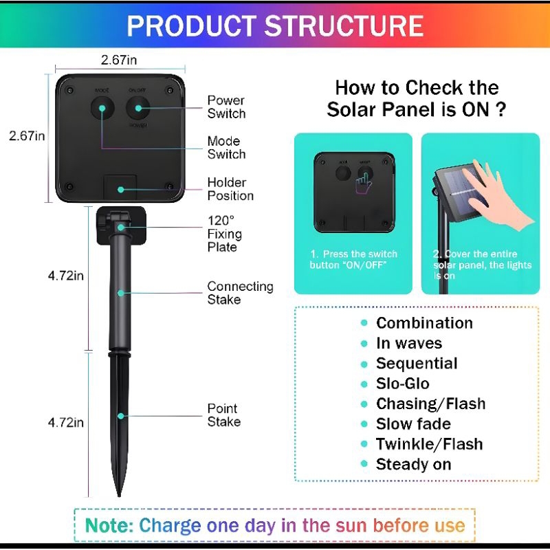 [ PPLUS ] Lampu Solar Cell Tenaga Surya RGB warna warni 5 meter &amp; 10 meter  Lampu Dekorais Taman Tenaga Surya 5m &amp; 10m