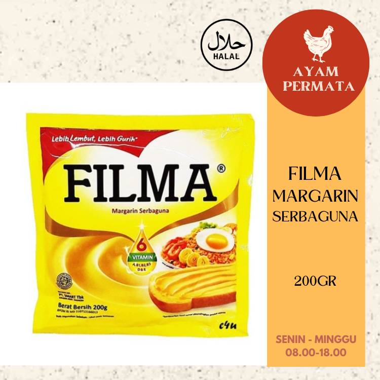 

Margarin Filma Pouch 200gr - Margarine Mentega - Ayam Permata