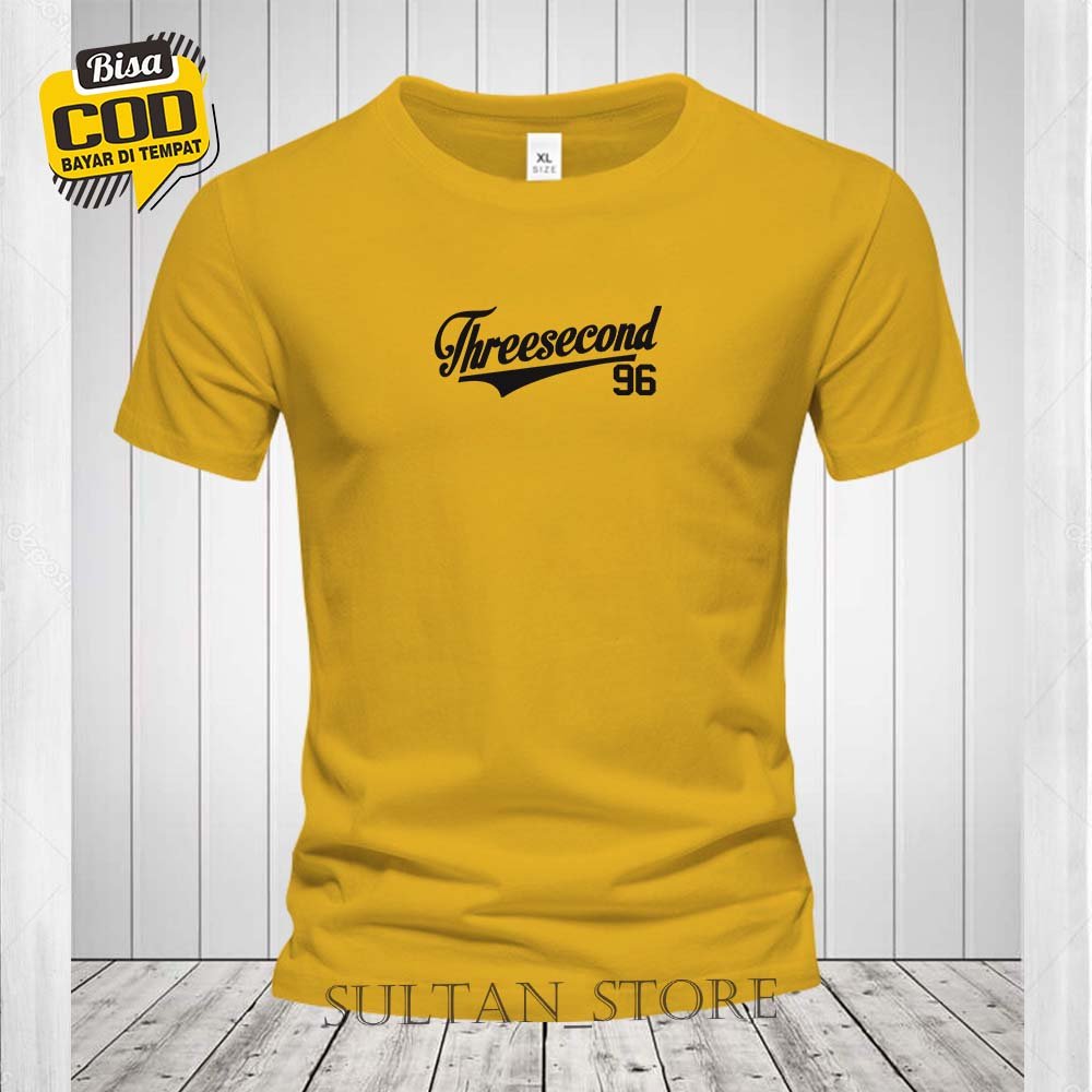 kaos atasan pria Text THREE SECOND 96 Hitam /kaos distro premium cotton combet 30s /SULTAN_STORE