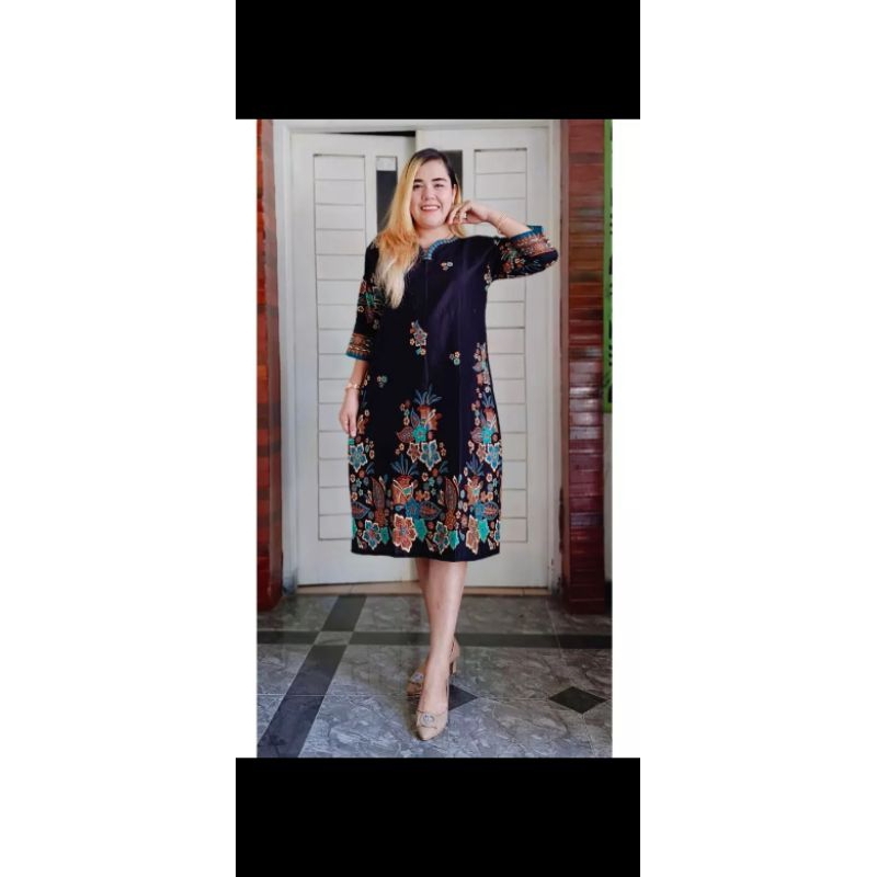 Dres Batik Premium Dress Baju Pesta Atasan Wanita Modern Jumbo Terbaru