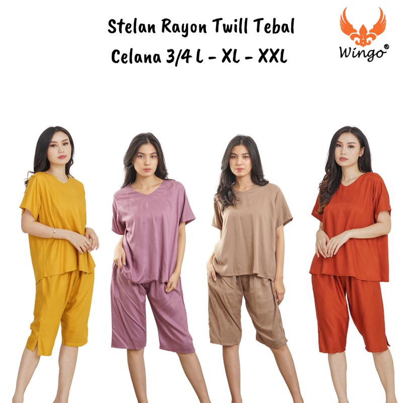 [WINGO PREMIUM] SETELAN BAJU TIDUR WANITA / BAJU RUMAHAN / BAJU POLOS WANITA RAYON TWILL JUMBO CELAN