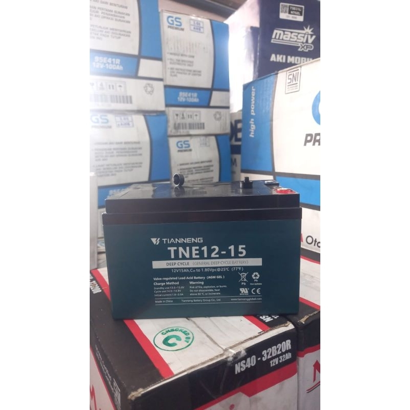 Aki Sepeda Listrik 6DZM12 12v 15ah MFKering Battery Tianneng
