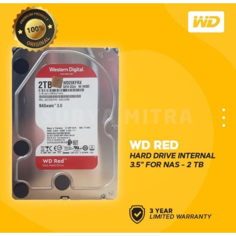 WD Caviar Red 2TB - HDD / HARDISK Internal 3.5" For NAS jual murah baru stok lama