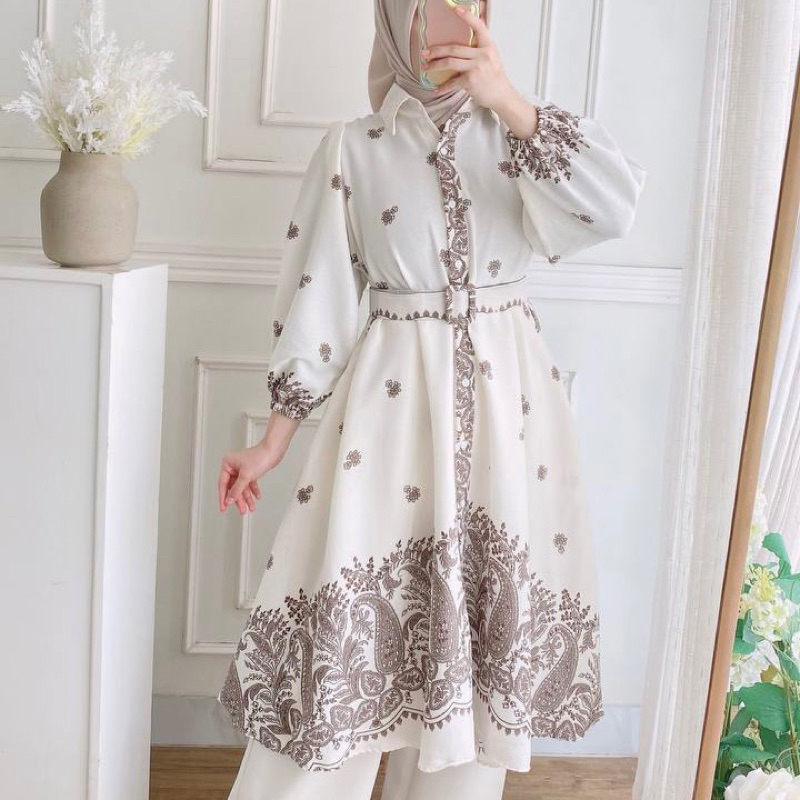 Mosela Tunik Plisket | Henisa Pleats Tunik | Tunik Etnik Kekinian | Batik Tunik Ceruty Premium | Sal