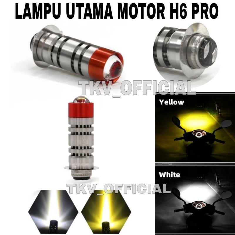 LAMPU UTAMA MOTOR LED LASER 2 WARNA H6 PRO AC DC / LAMPU DEPAN MOTOR LASER LED 2 LENSA WARNA CAHAYA 